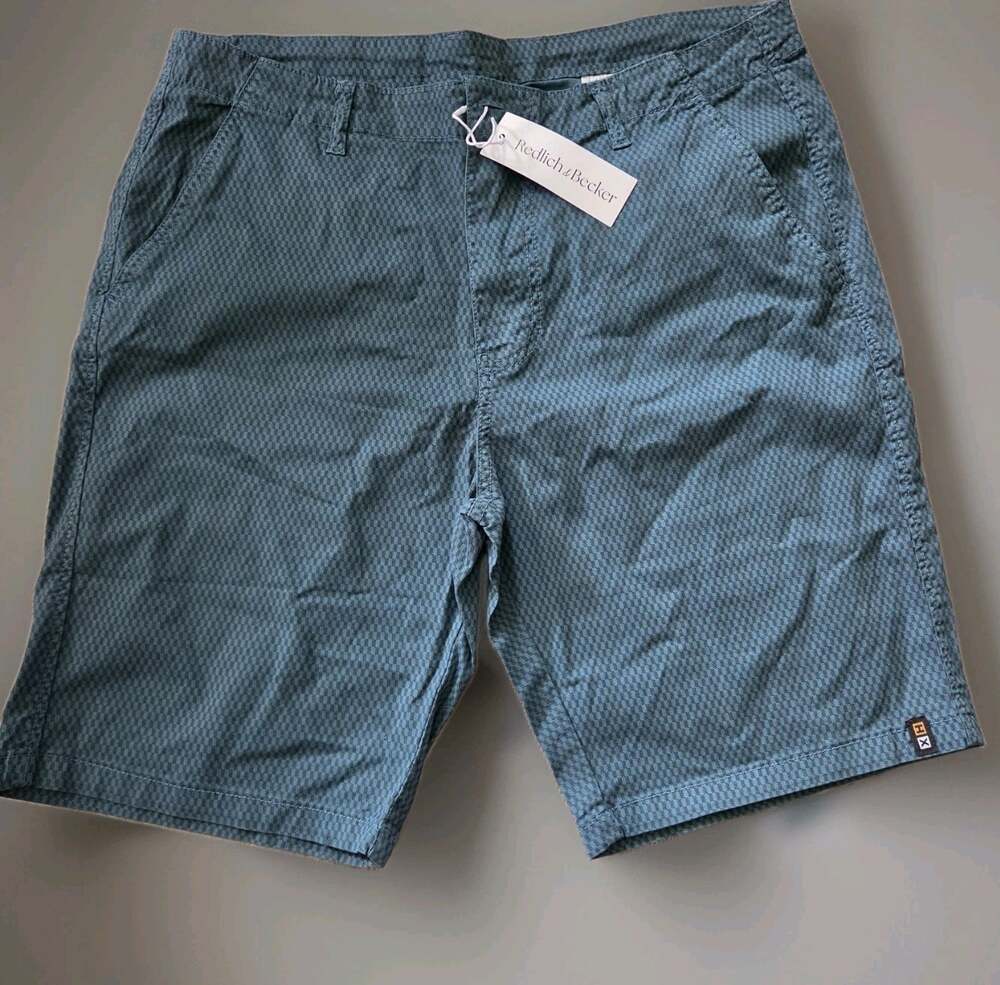 Redlich & Becker Mens Azure Checkered Casual Walking Shorts Size 38 NWT